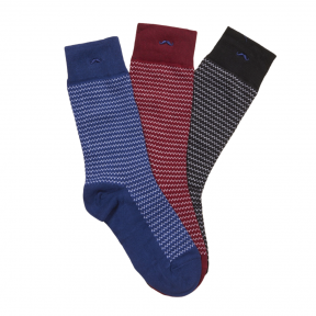 Pack 3 paires de chaussettes - Chevrons bleu, rouge et noir