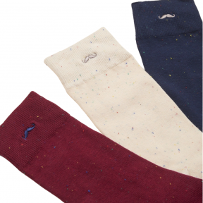 Pack 3 paires de chaussettes - Moucheté bleu, blanc et rouge M.Moustache