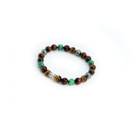 Bracelet Taureau - Tigre - Hématite - Malachite 8 mm